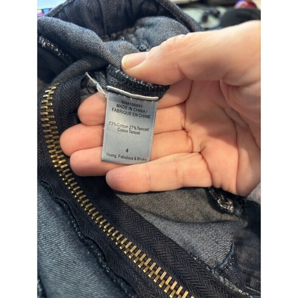 YFB Young Fabulous & Broke Denim Strapless Jumpsuit Dark Denim 4 Cargo Pockets - Picture 4 of 12